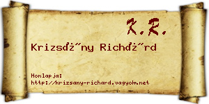 Krizsány Richárd névjegykártya